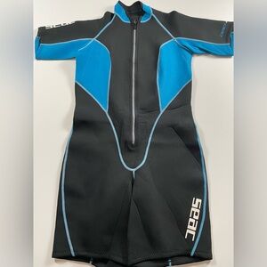 SEAC 2.5mm Wetsuit Spring Suit XXL Black Blue - Front Zip Neoprene Surf Suit